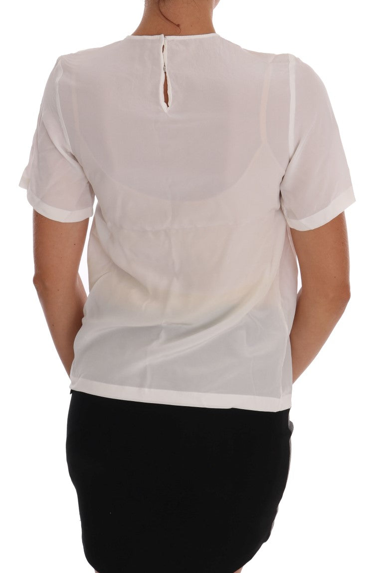 Camiseta de seda blanca Dolce & Gabbana Blusa ITALIA IS LOVE-3