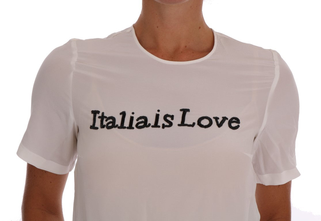 Camiseta de seda blanca Dolce & Gabbana Blusa ITALIA IS LOVE-4