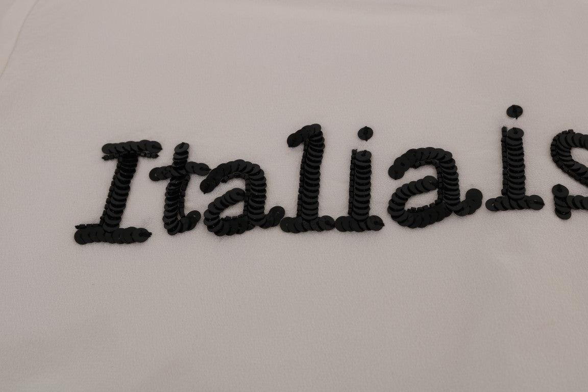 Camiseta de seda blanca Dolce & Gabbana Blusa ITALIA IS LOVE-6