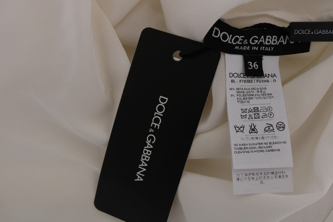 Camiseta de seda blanca Dolce & Gabbana Blusa ITALIA IS LOVE-7