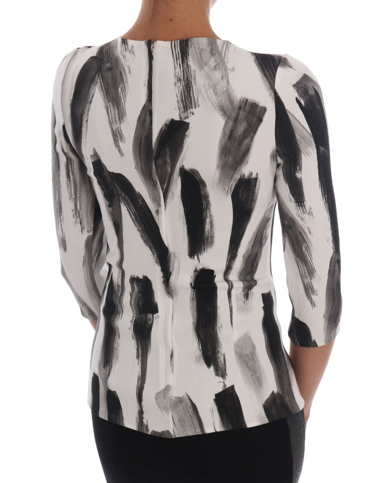 Blusa con estampado de rayas blancas y negras de Dolce & Gabbana-3