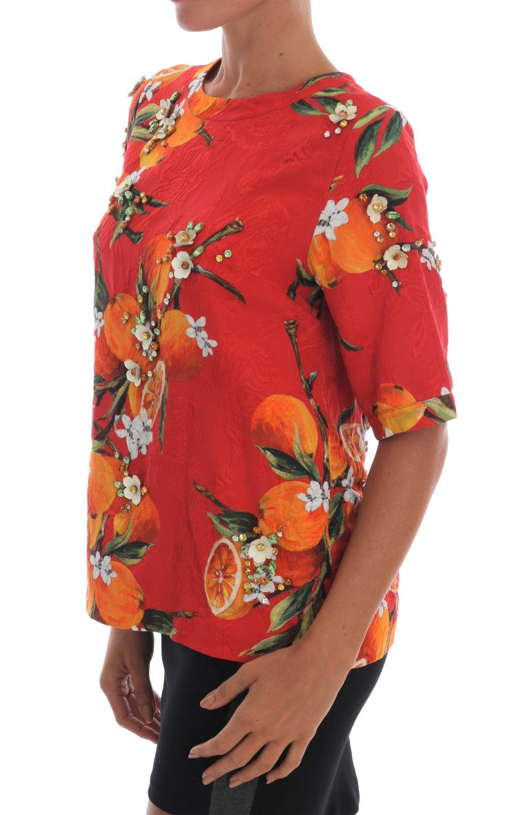 Dolce & Gabbana orange blouse with crystal embellishment-2