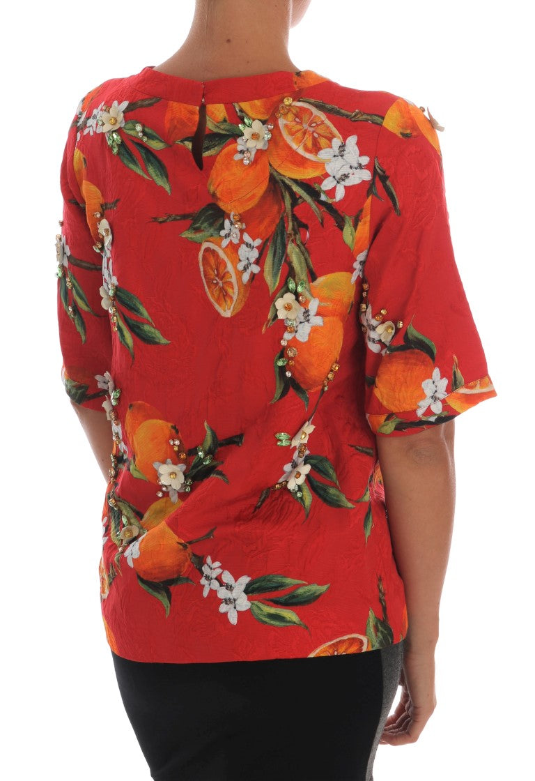 Dolce & Gabbana orange blouse with crystal embellishment-3