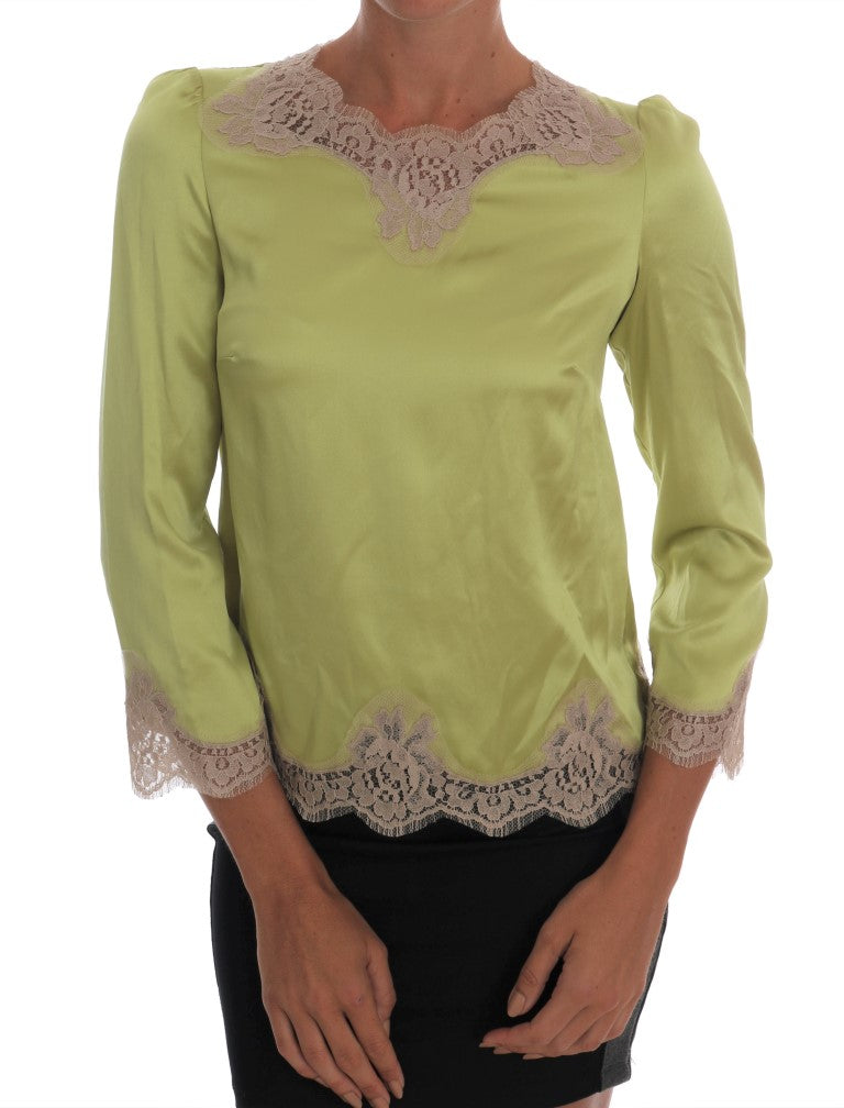 Dolce & Gabbana Grünes Seiden-Stretchblusentop-1