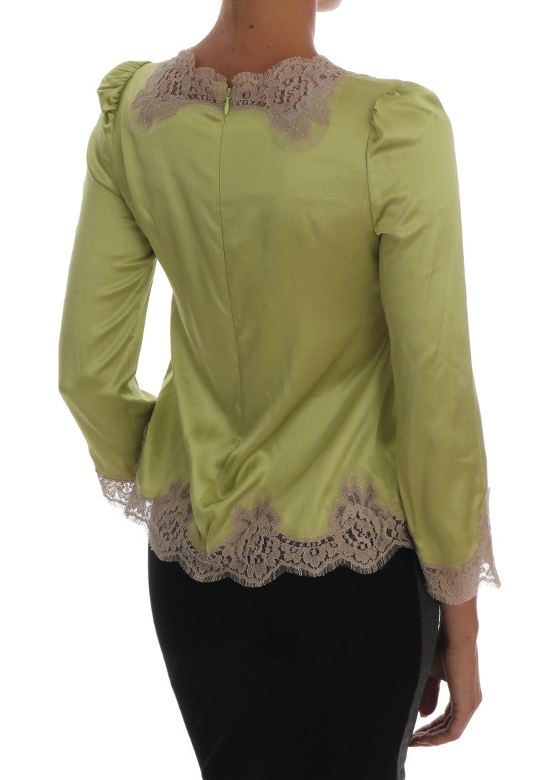Dolce & Gabbana Grünes Seiden-Stretchblusentop-3