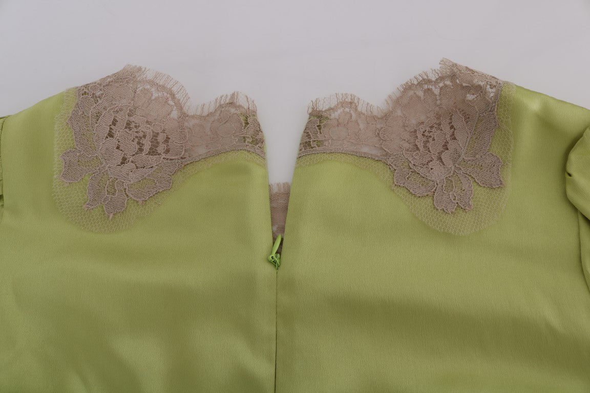 Dolce & Gabbana Grünes Seiden-Stretchblusentop-4