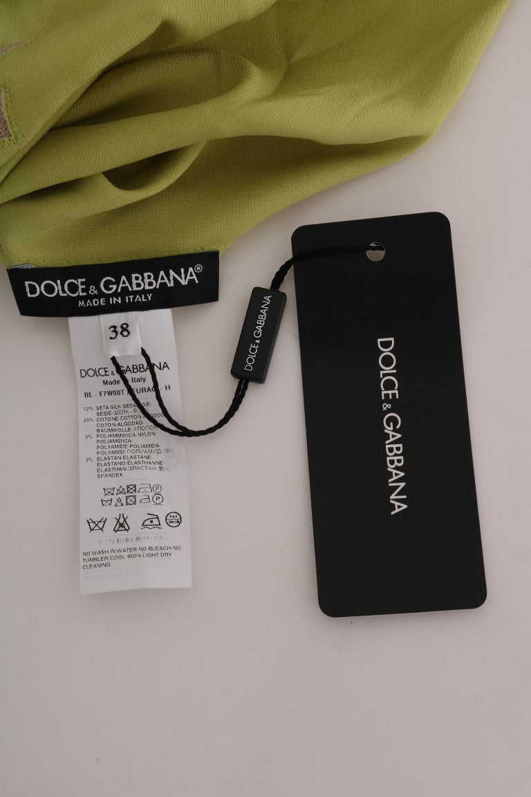 Dolce & Gabbana Grünes Seiden-Stretchblusentop-5