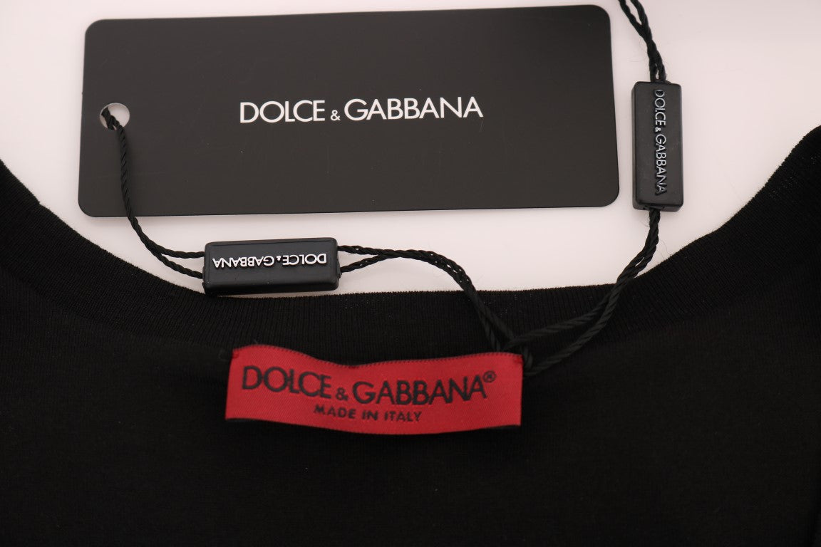 Top de tirantes de algodón negro con cristales florales de Dolce & Gabbana-5