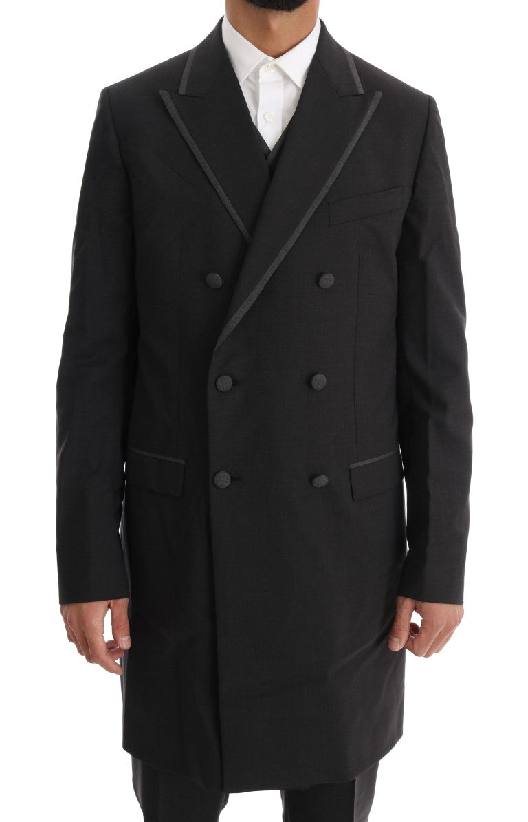 Dolce & Gabbana Grauer Woll-Stretch-3-Stück-Anzug mit zwei Knöpfen-4