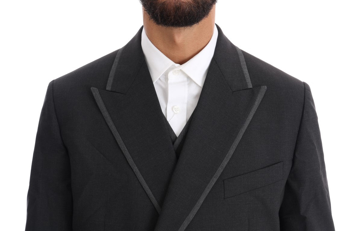 Dolce & Gabbana Grauer Woll-Stretch-3-Stück-Anzug mit zwei Knöpfen-5