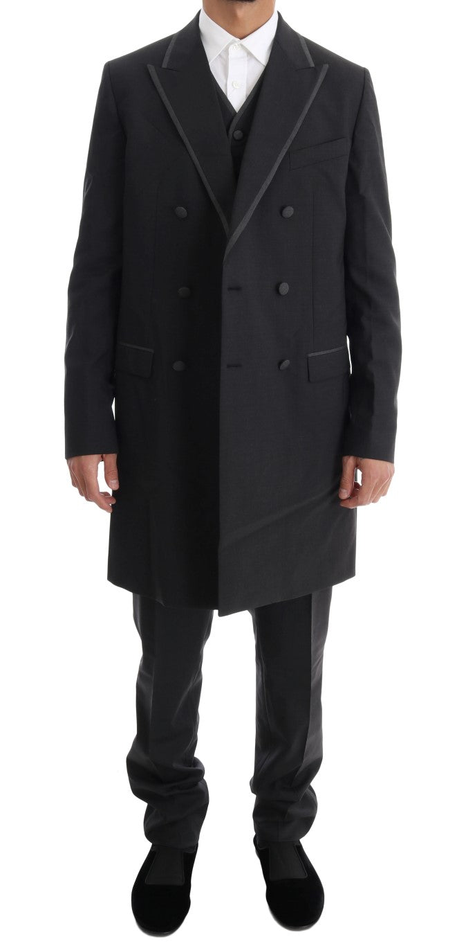 Dolce & Gabbana Grauer Woll-Stretch-3-Stück-Anzug mit zwei Knöpfen-7