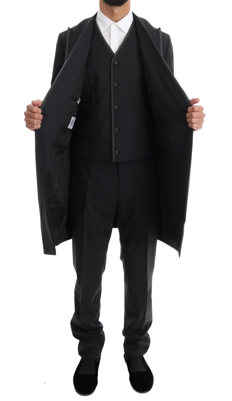Dolce & Gabbana Grauer Woll-Stretch-3-Stück-Anzug mit zwei Knöpfen-8