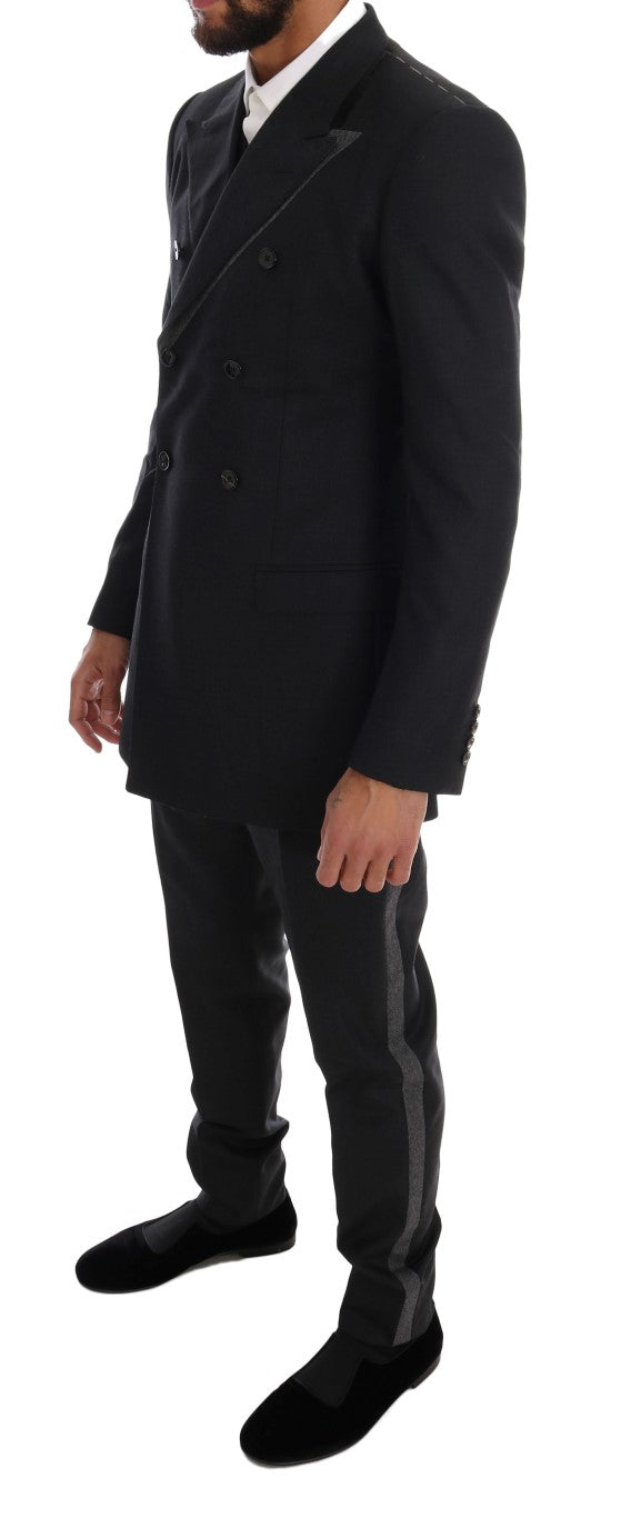 Dolce & Gabbana Grauer doppelreihiger 3-teiliger Anzug aus Wolle-2