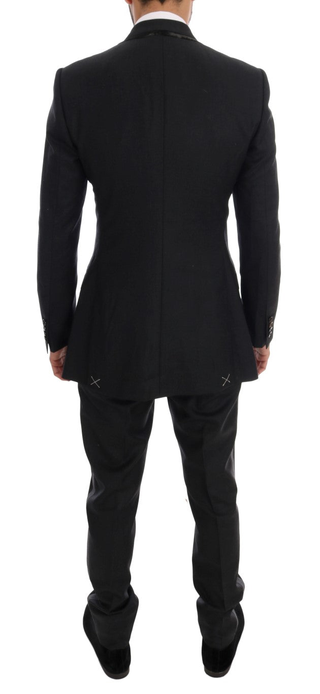 Dolce & Gabbana Grauer doppelreihiger 3-teiliger Anzug aus Wolle-3