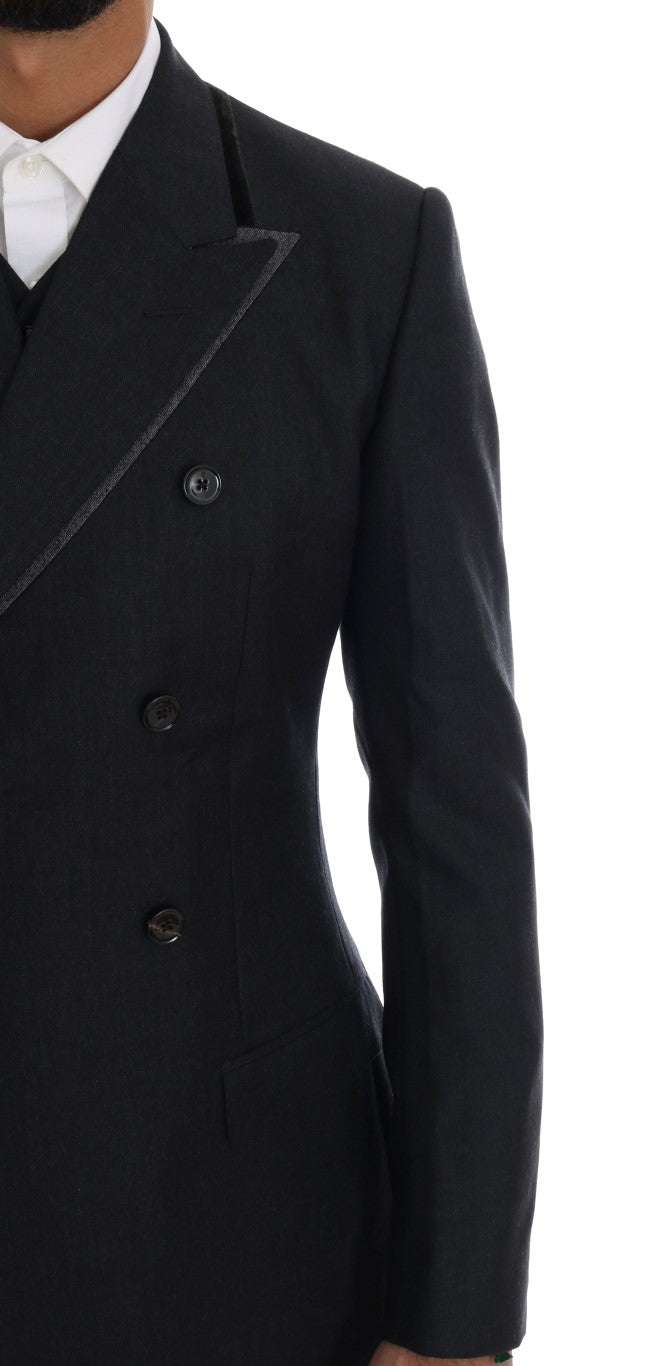 Dolce & Gabbana Grauer doppelreihiger 3-teiliger Anzug aus Wolle-5