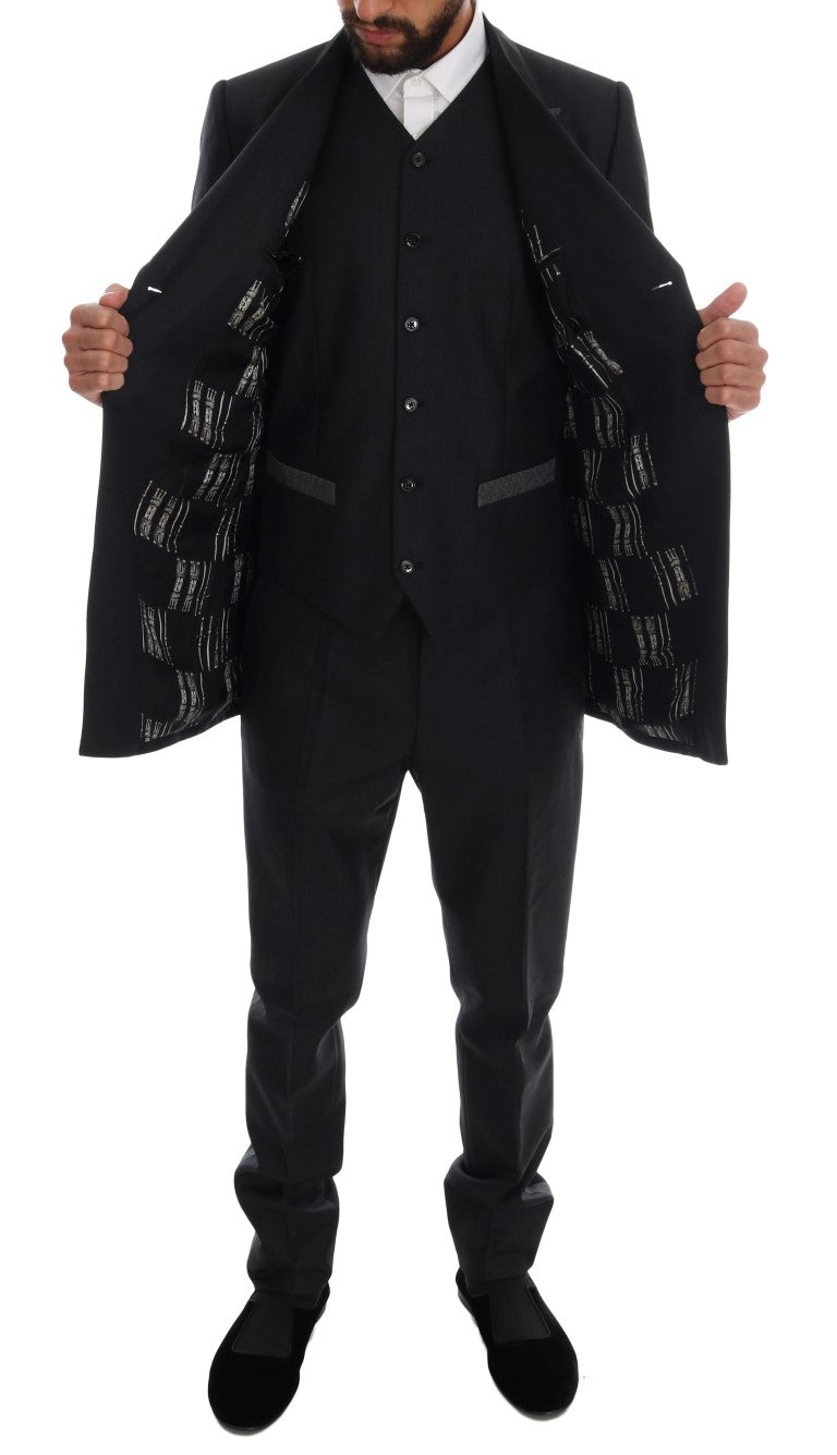 Dolce & Gabbana Grauer doppelreihiger 3-teiliger Anzug aus Wolle-7