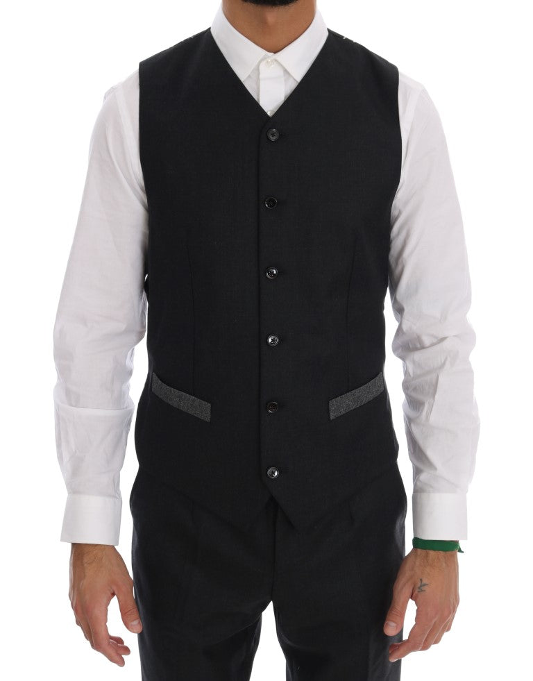 Dolce & Gabbana Grauer doppelreihiger 3-teiliger Anzug aus Wolle-8