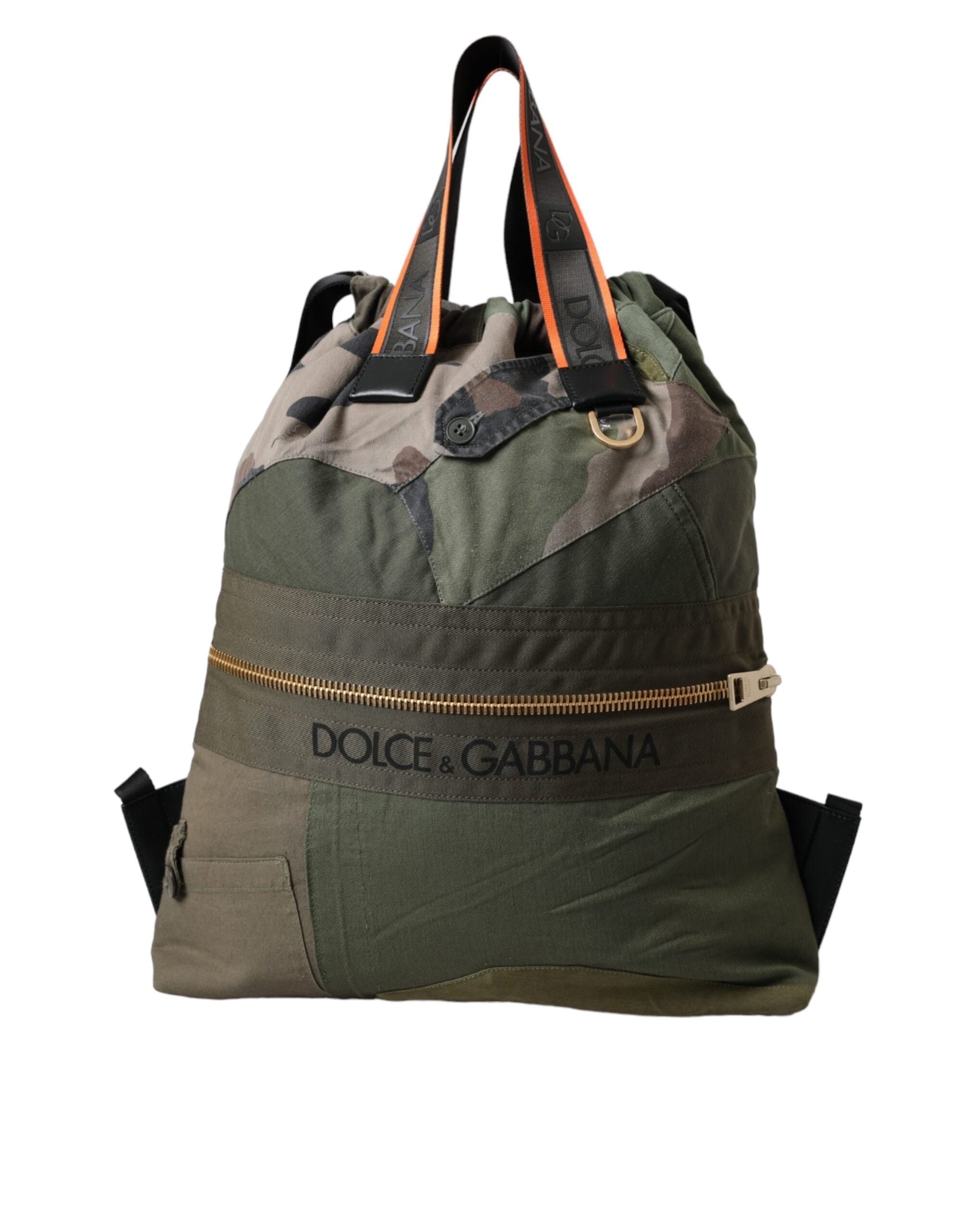 Dolce & Gabbana Military Green Patchwork Backpack Bag-2
