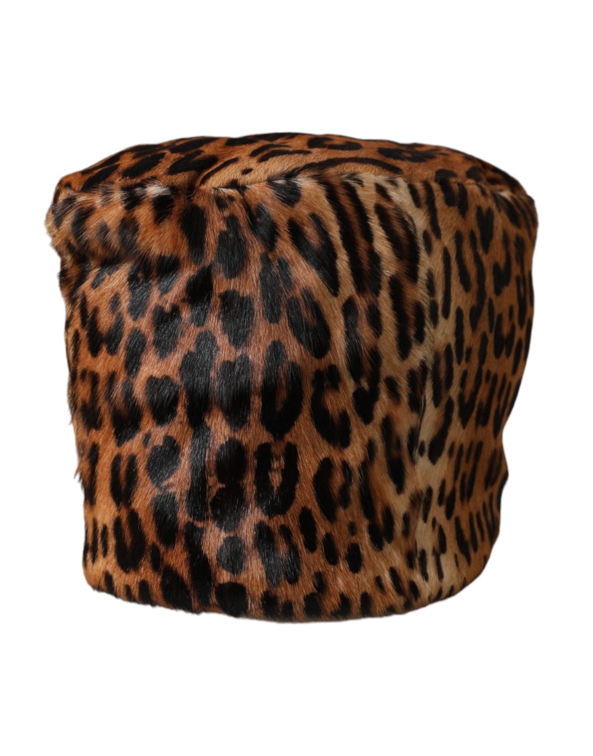 Dolce & Gabbana Brauner Leopardenfell Frauen Eimer Hut-2