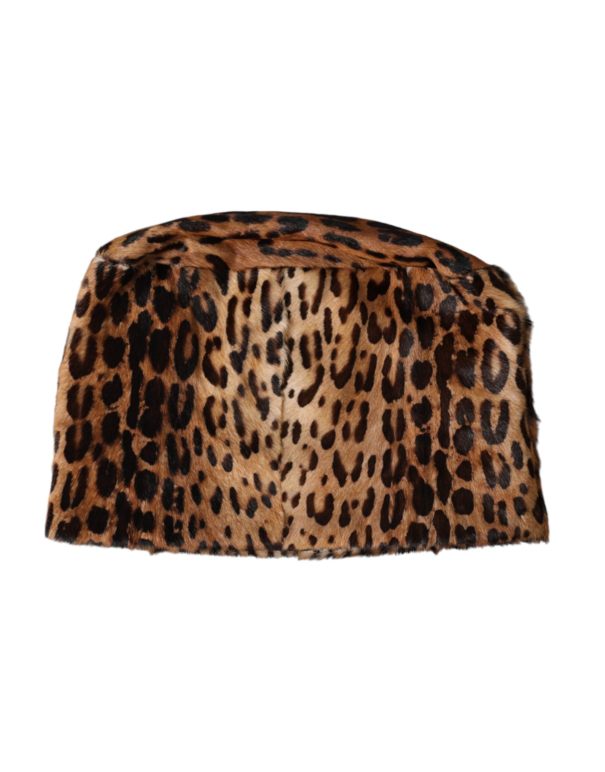 Dolce & Gabbana Brauner Leopardenfell Frauen Eimer Hut-5