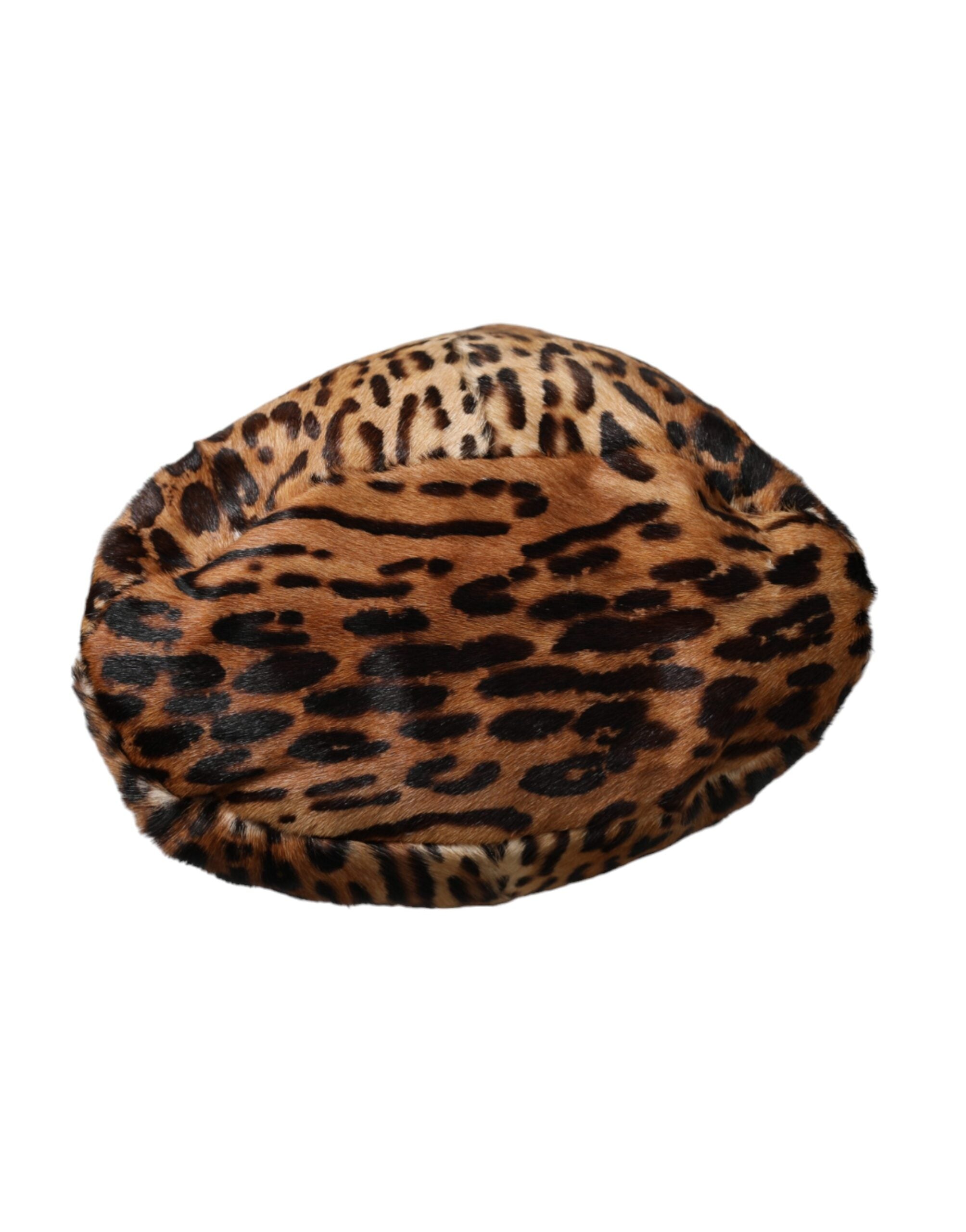 Dolce & Gabbana Brauner Leopardenfell Frauen Eimer Hut-6