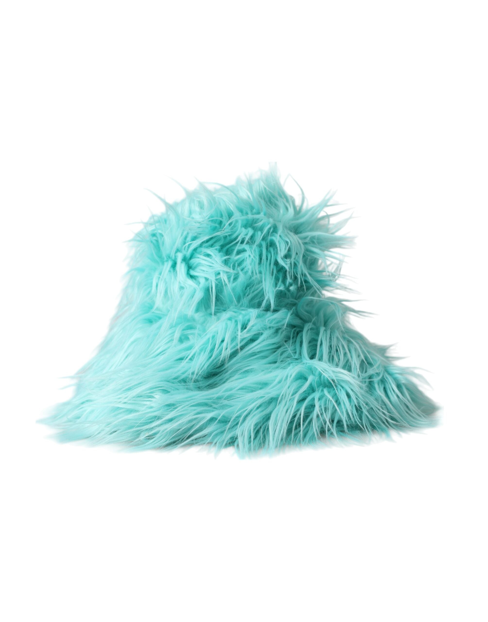 Dolce & Gabbana Mint Green Acrylic Fur Women's Bucket Hat-2