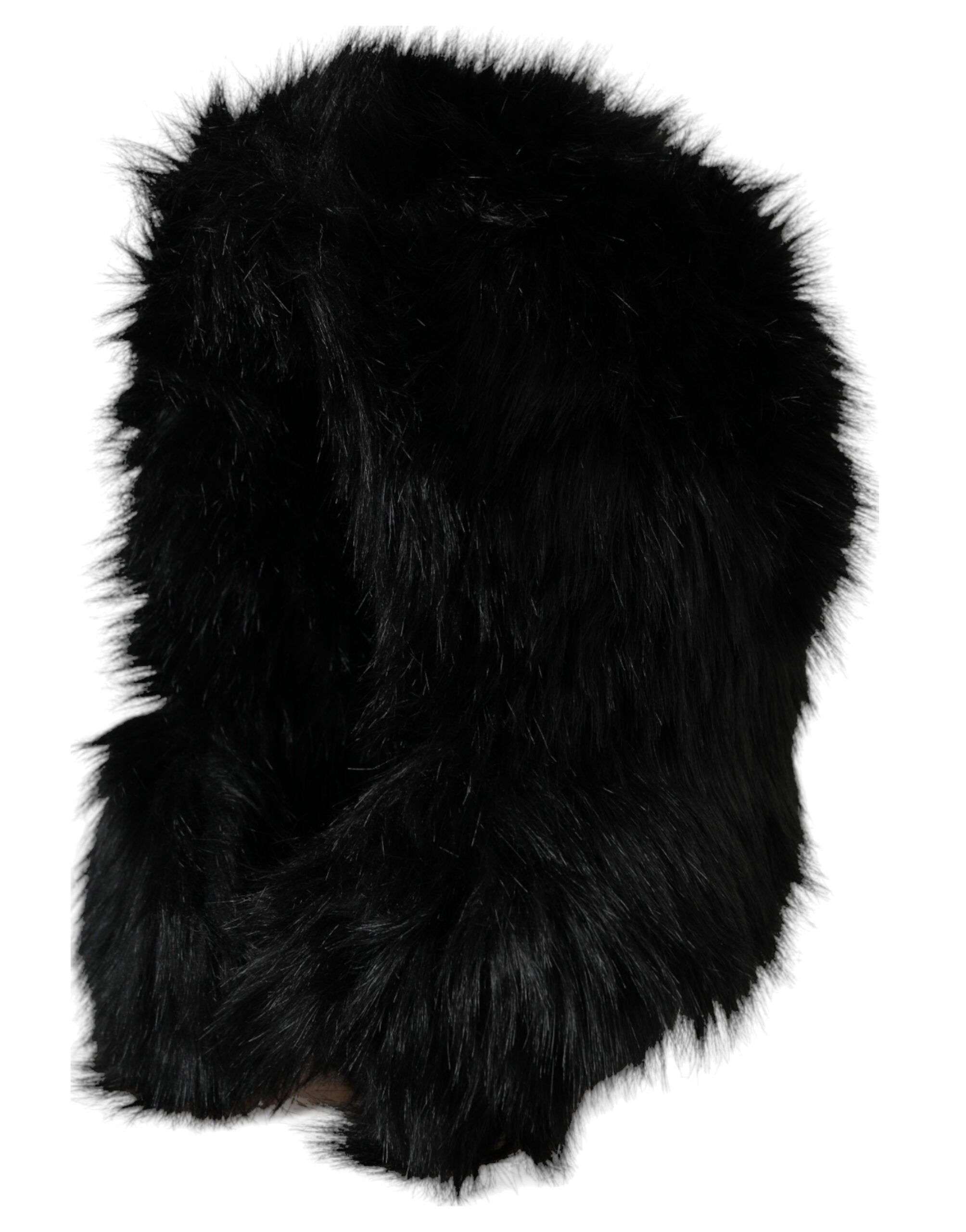 Dolce & Gabbana Black Faux Fur Full Head Wrap Hat-3