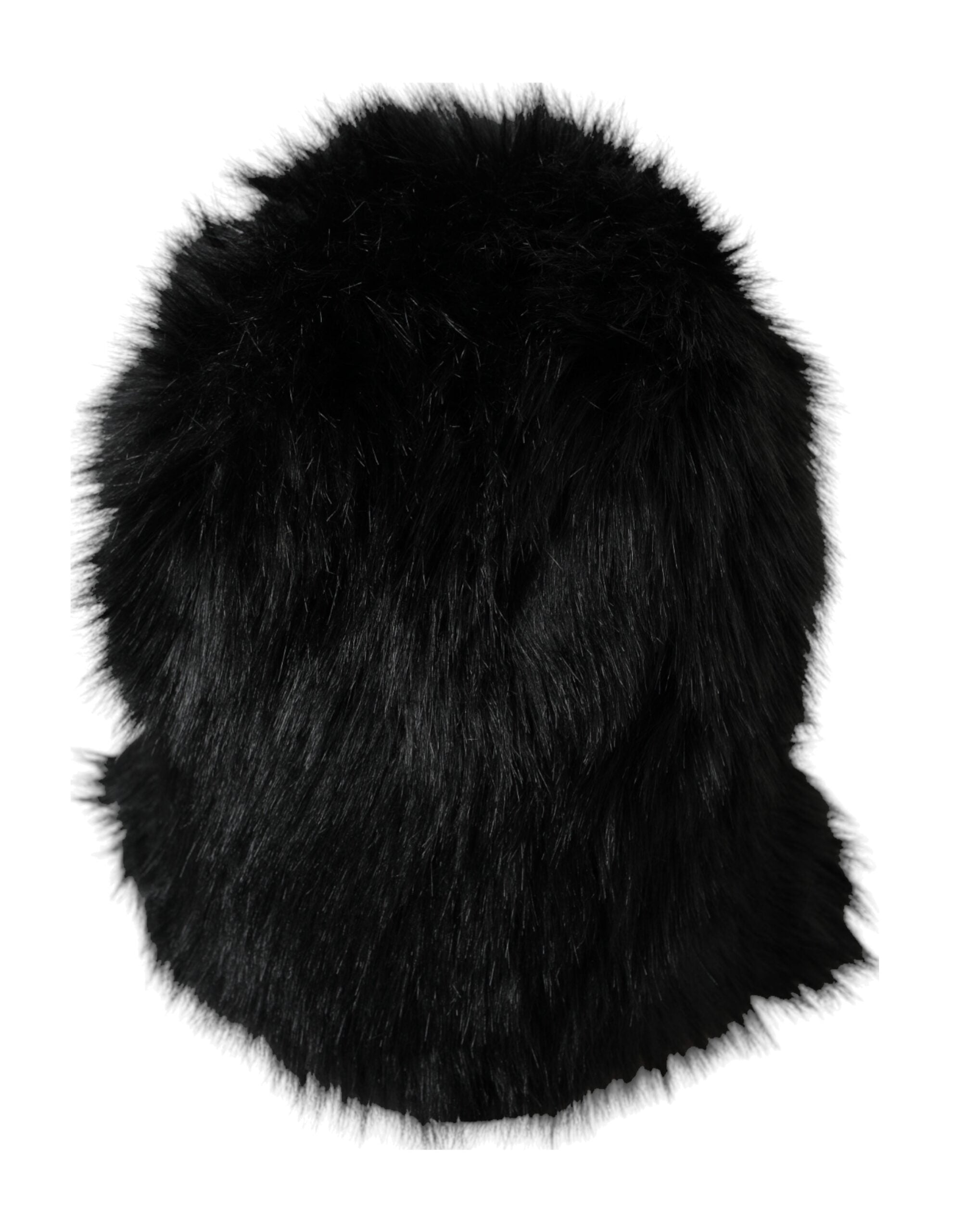 Dolce & Gabbana Black Faux Fur Full Head Wrap Hat-4