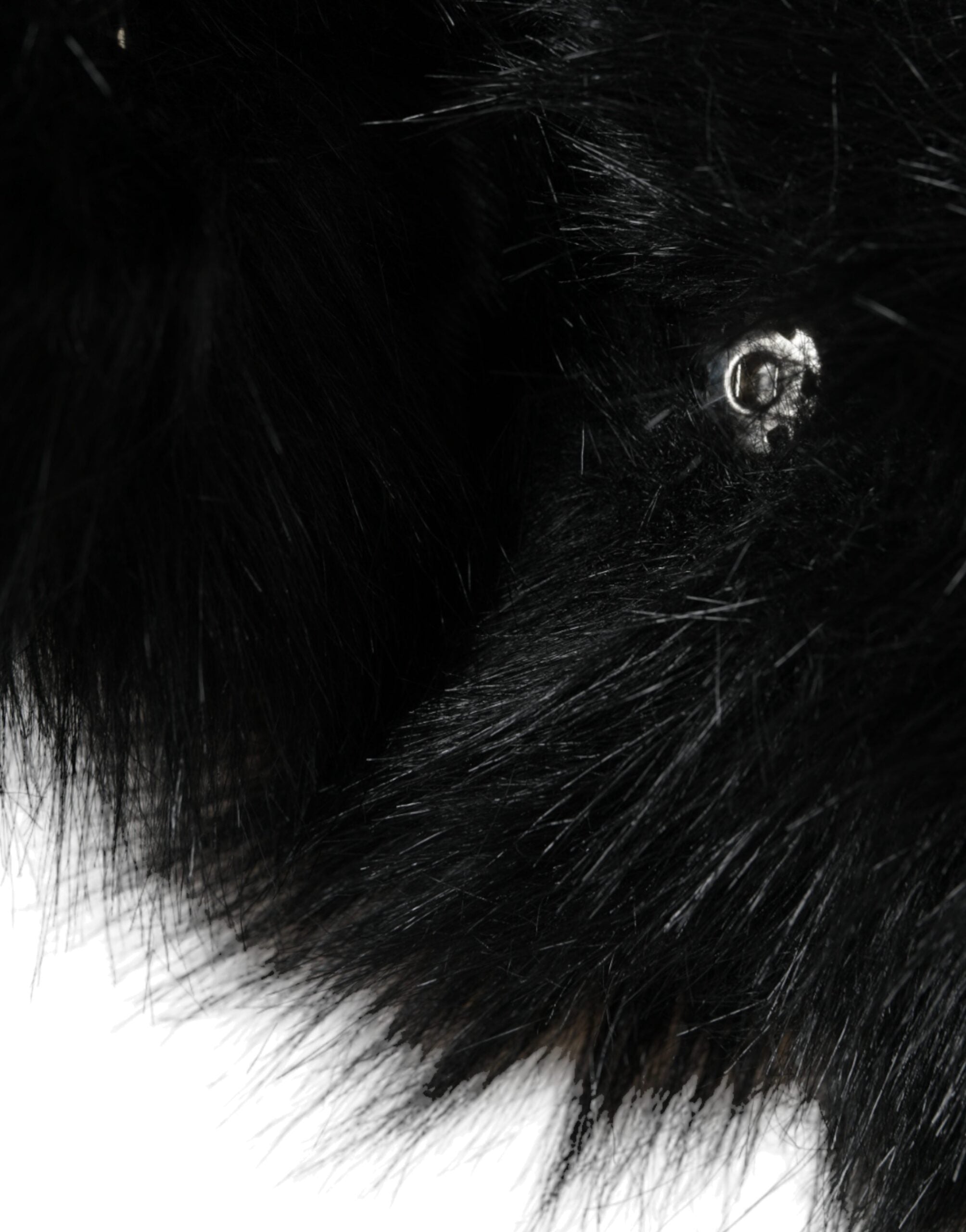 Dolce & Gabbana Black Faux Fur Full Head Wrap Hat-5