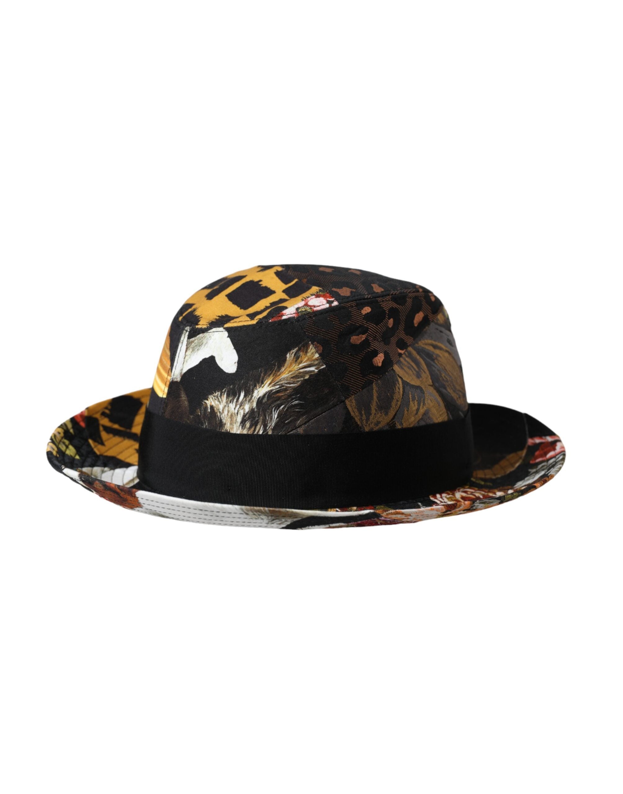 Dolce & Gabbana Multicolor Patchwork Women's Fedora Wide Brim Hat-2