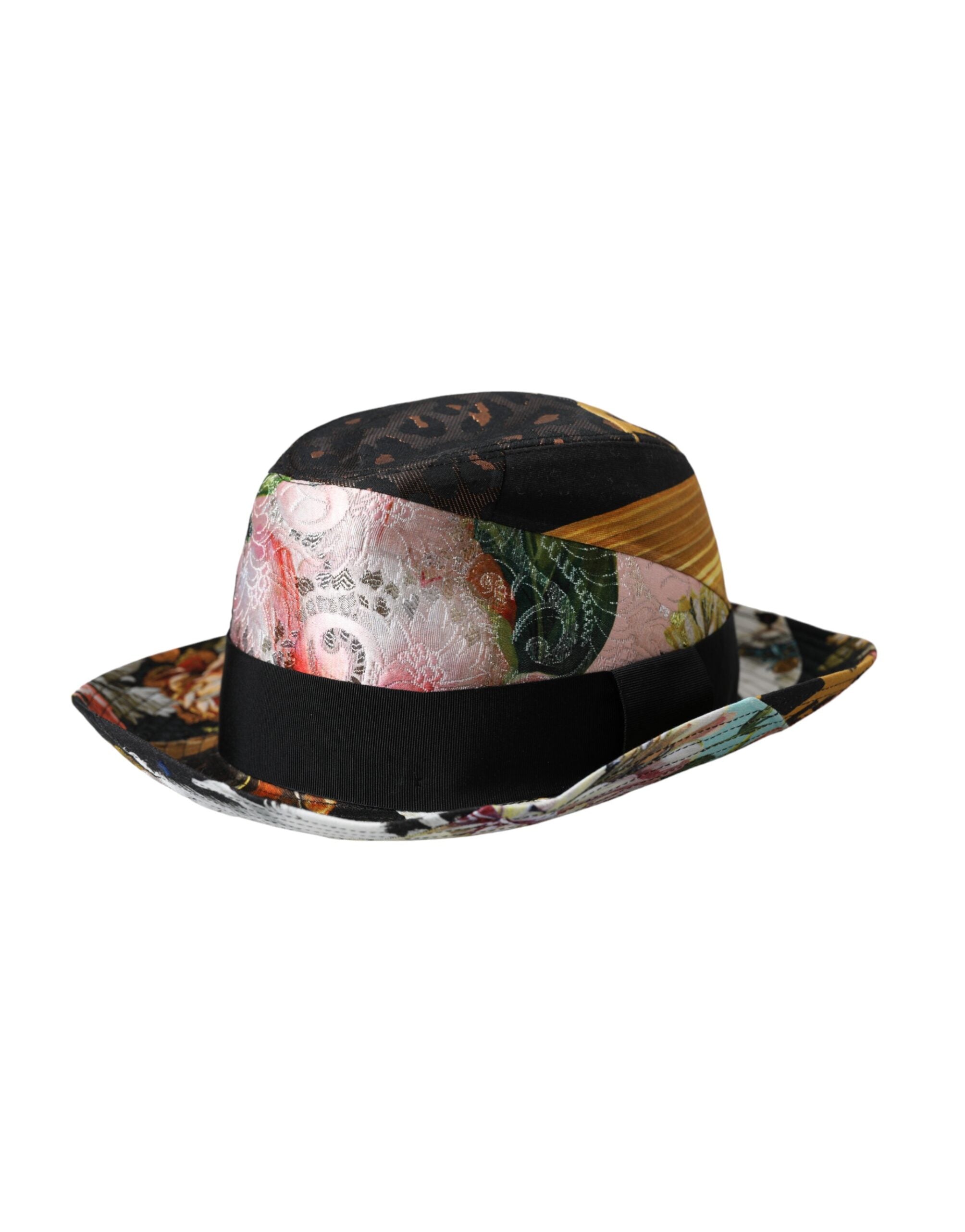 Dolce & Gabbana Multicolor Patchwork Women's Fedora Wide Brim Hat-3