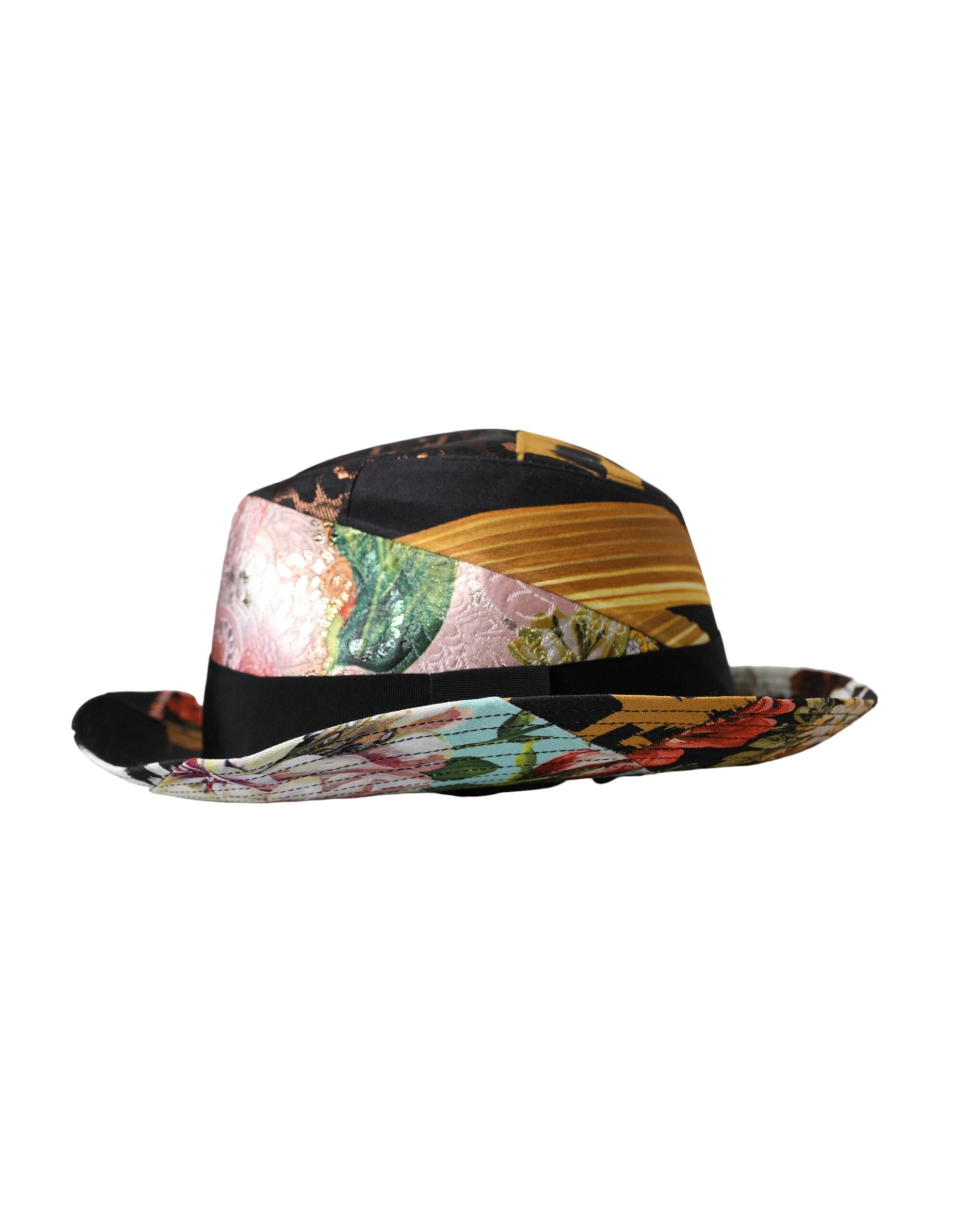 Dolce & Gabbana Multicolor Patchwork Women's Fedora Wide Brim Hat-4