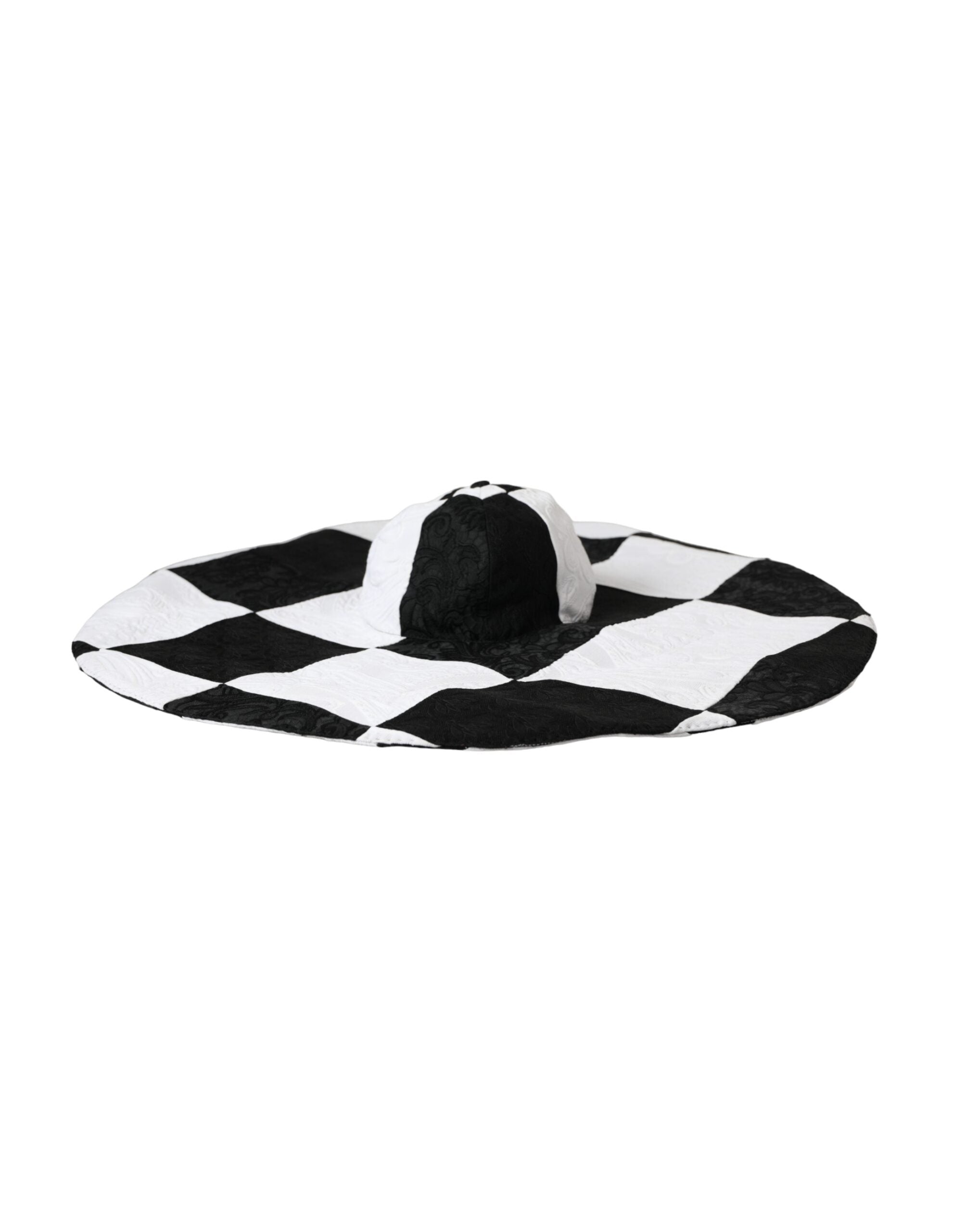 Dolce & Gabbana Black and white checkered floppy hat with wide brim-2