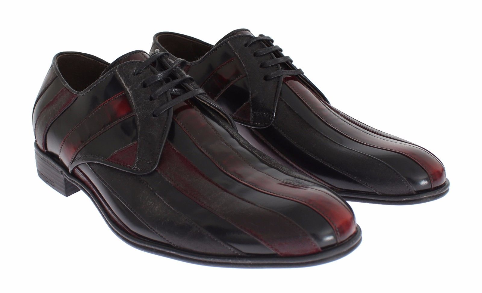 Dolce & Gabbana Black Burgundy Leather Dress Formal Shoes-2