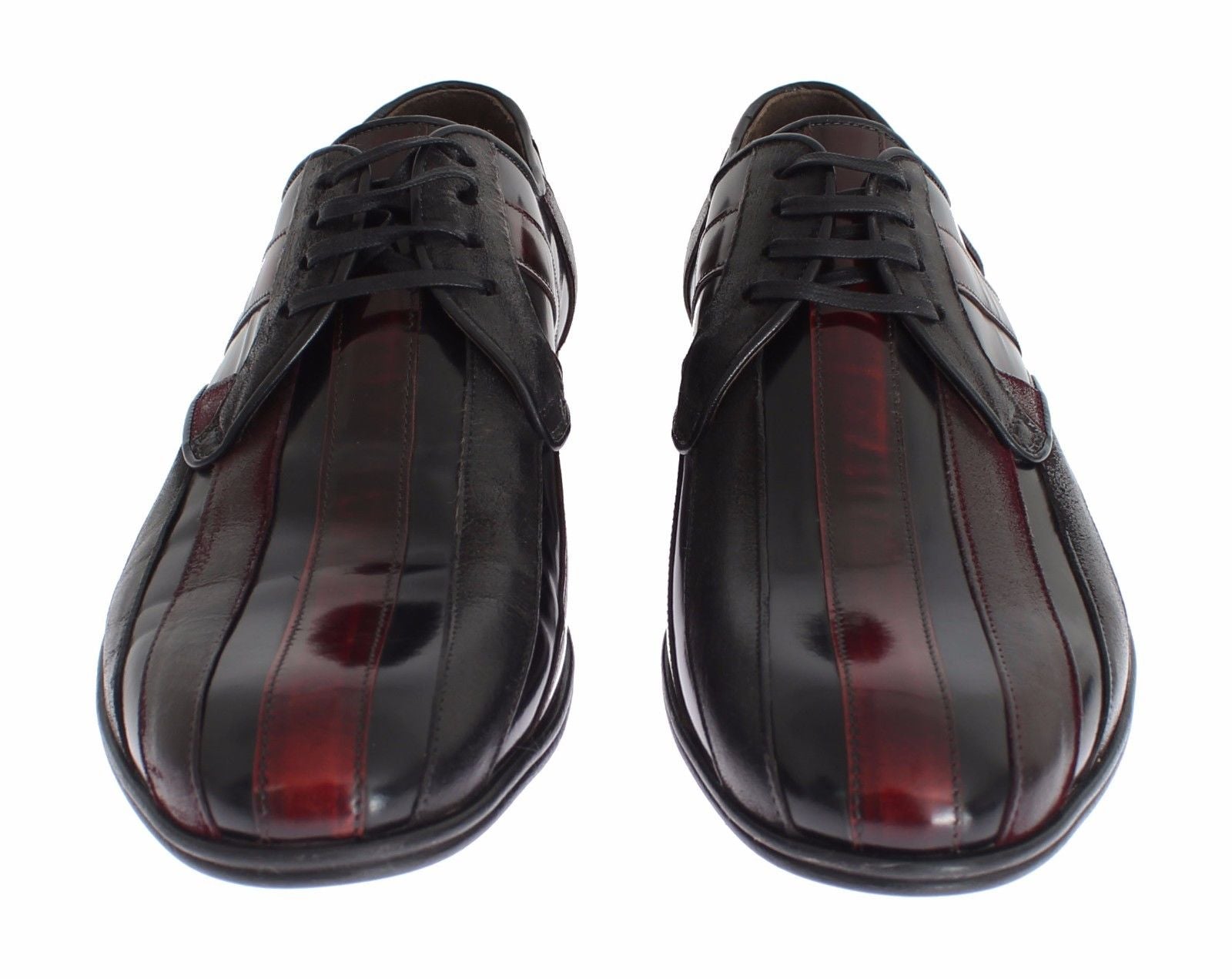 Dolce & Gabbana Black Burgundy Leather Dress Formal Shoes-3