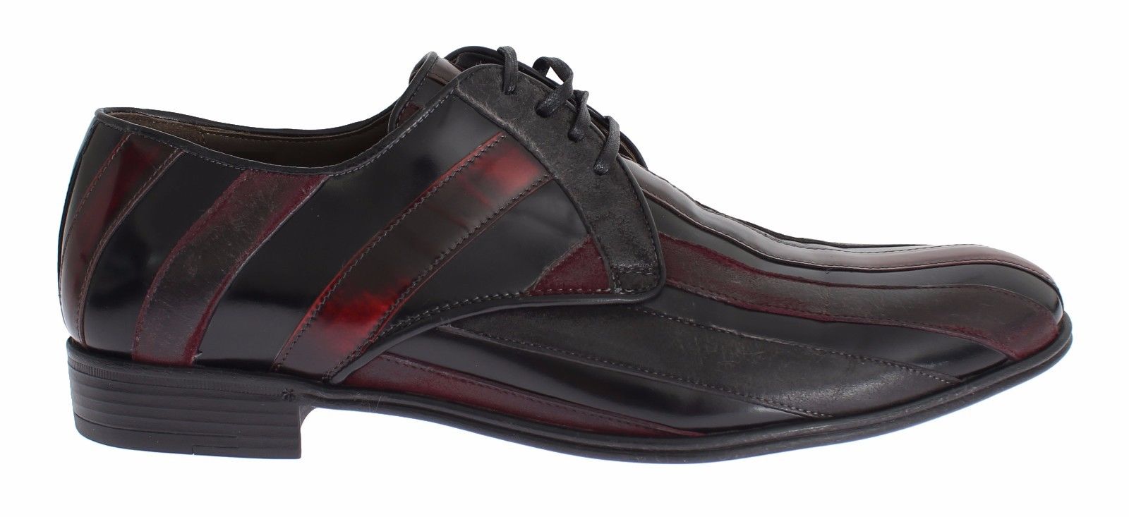 Dolce & Gabbana Black Burgundy Leather Dress Formal Shoes-1