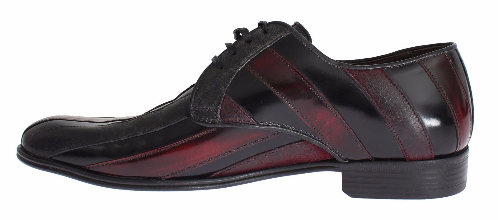 Dolce & Gabbana Black Burgundy Leather Dress Formal Shoes-7