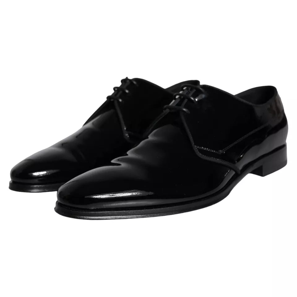 Dolce & Gabbana Schwarzes Kalbsleder Derby Herren Anzugschuhe-4