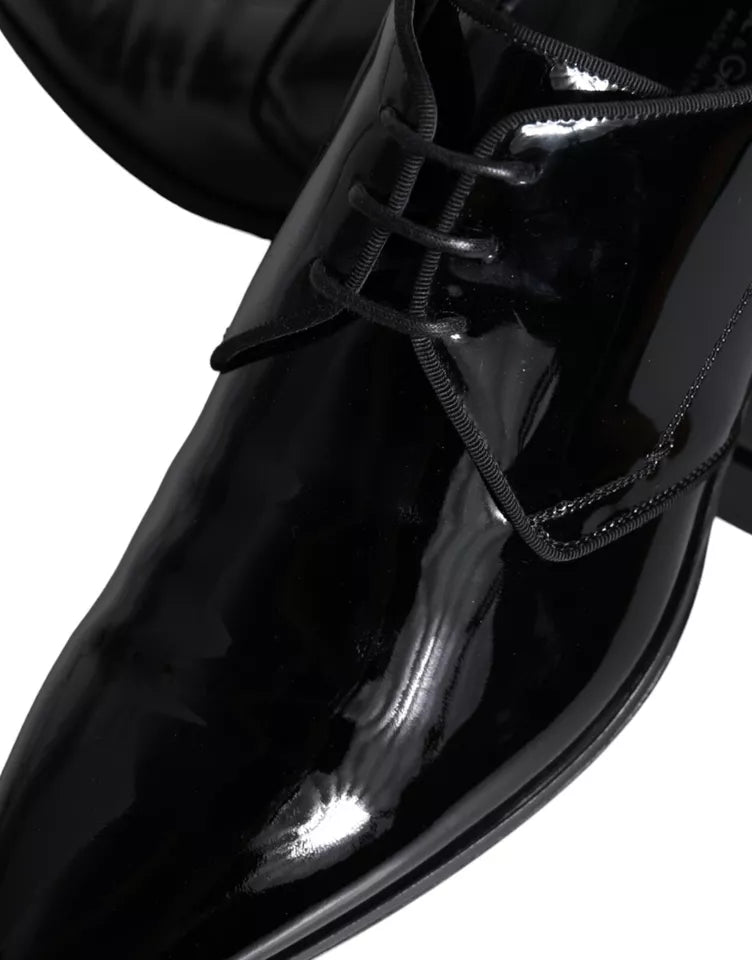 Dolce & Gabbana Schwarzes Kalbsleder Derby Herren Anzugschuhe-8