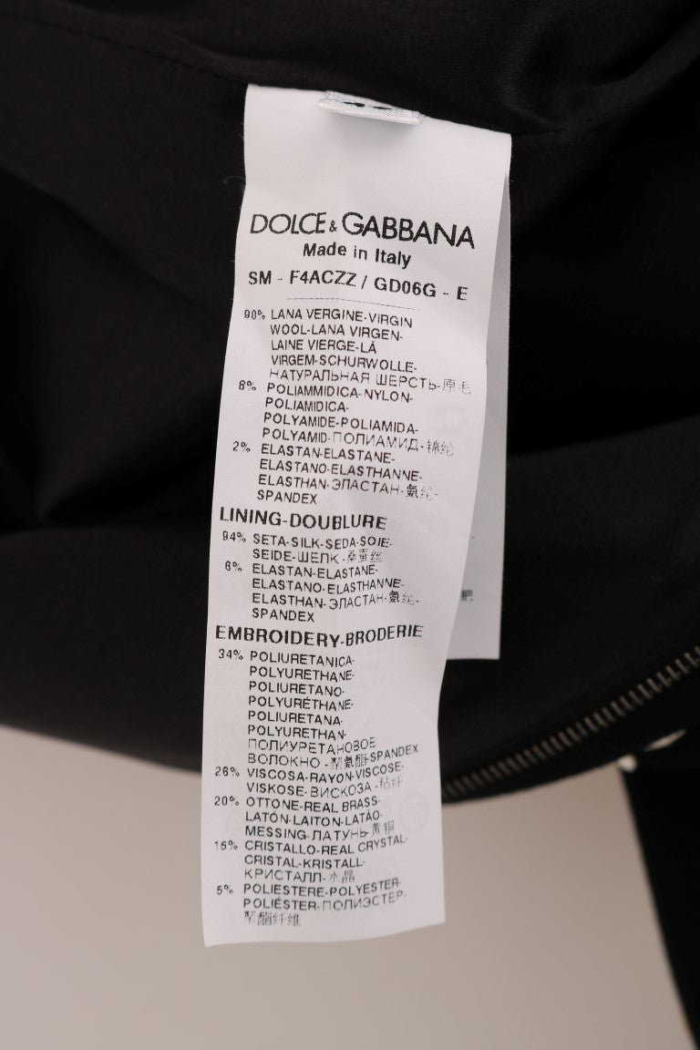 Dolce & Gabbana Black Crystal Floral Pencil Skirt-8
