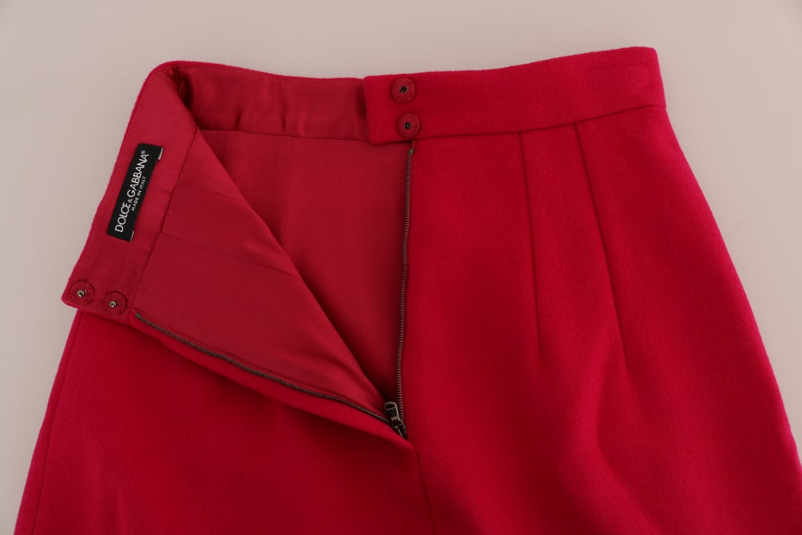 Dolce & Gabbana Knielanger A-Linien-Rock aus rosa Wolle-4