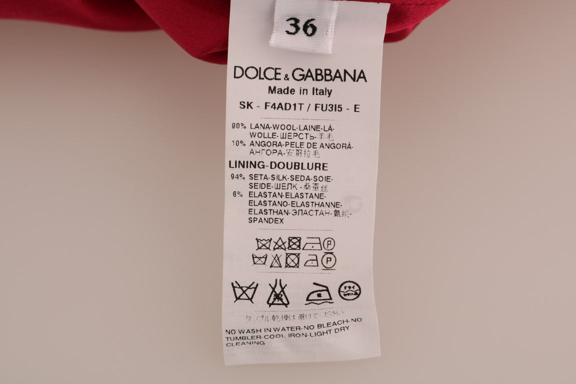 Dolce & Gabbana Knielanger A-Linien-Rock aus rosa Wolle-5