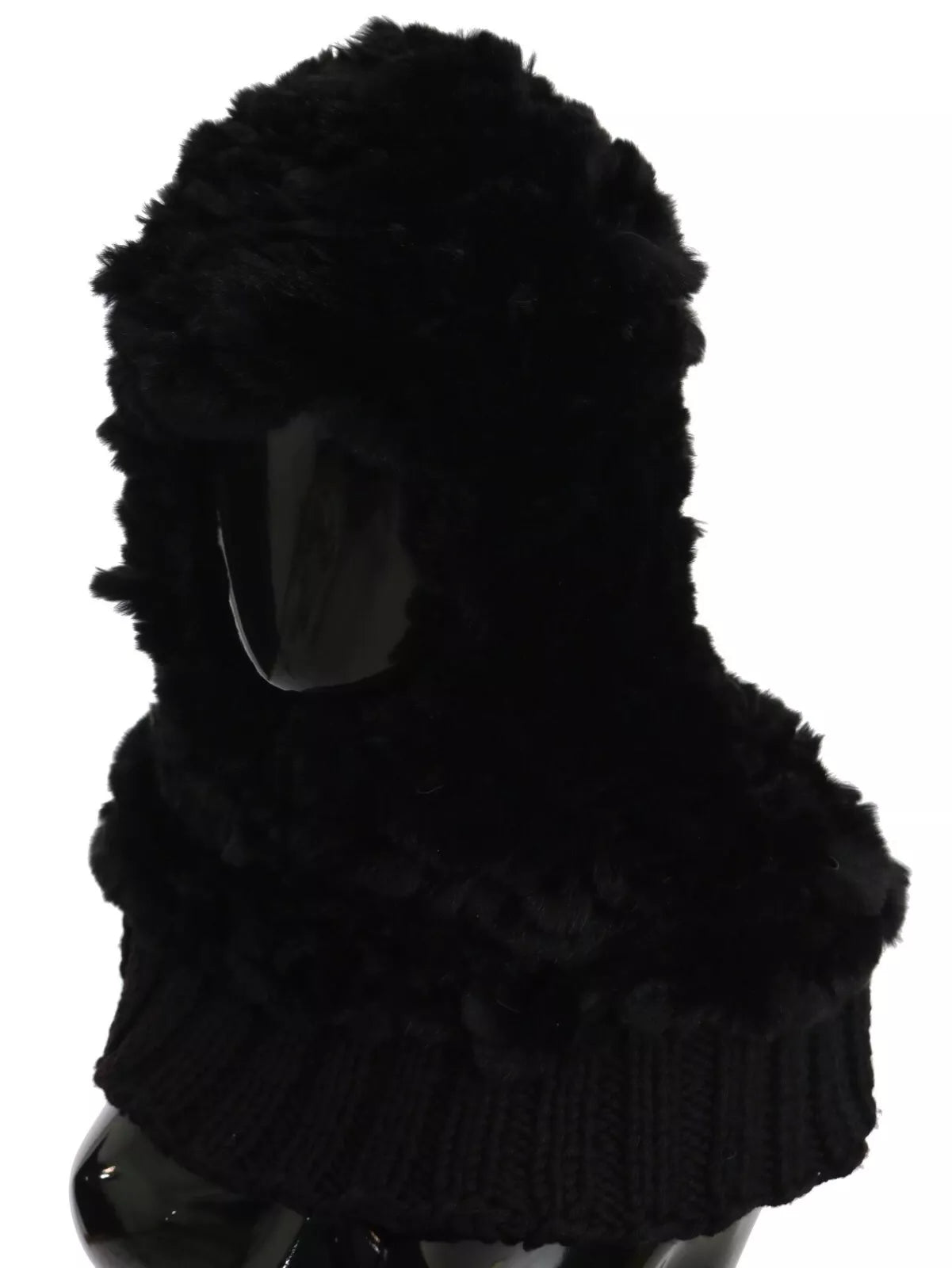 Dolce & Gabbana Schwarzer Silberfuchs Pelz Kaschmir Kapuzenschal-2