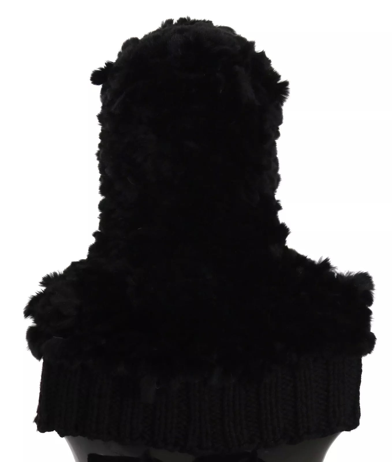 Dolce & Gabbana Schwarzer Silberfuchs Pelz Kaschmir Kapuzenschal-1
