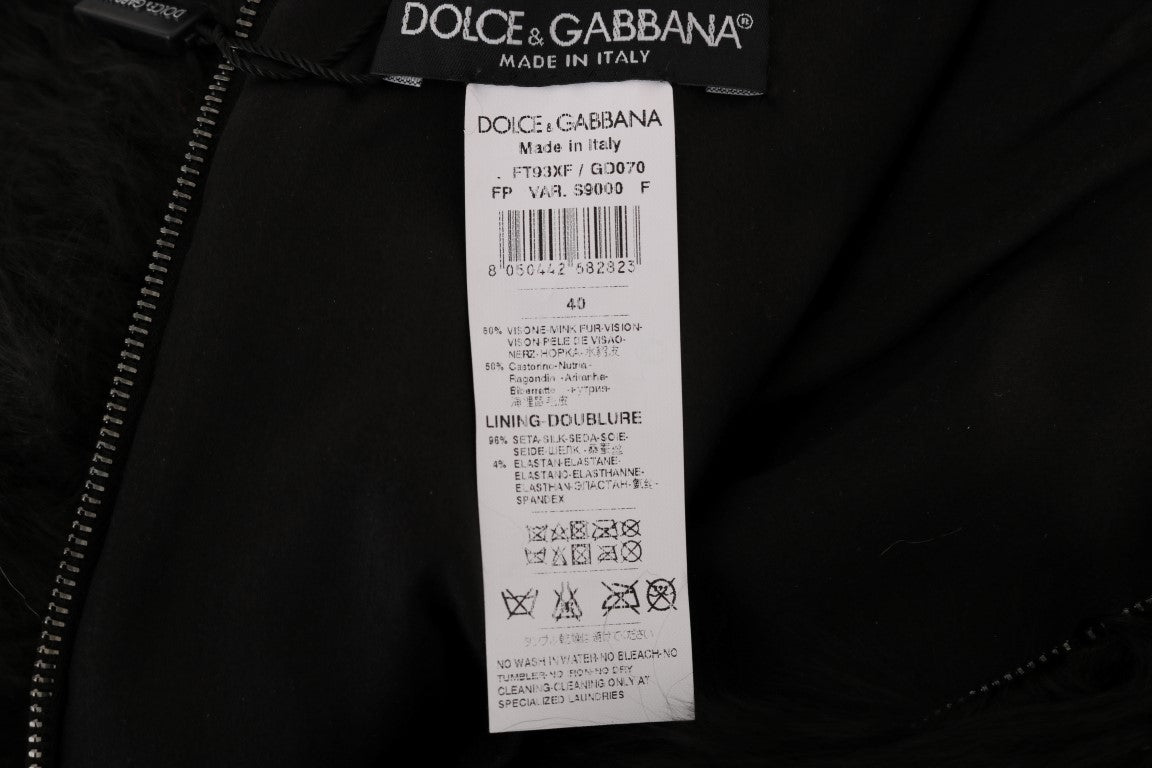 Dolce & Gabbana Schwarzer Nerz Nutria Pelz Mini Hot Pants-5