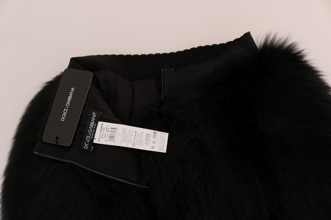 Dolce & Gabbana Black Lamb Fox Fur Mini Hot Pants-4