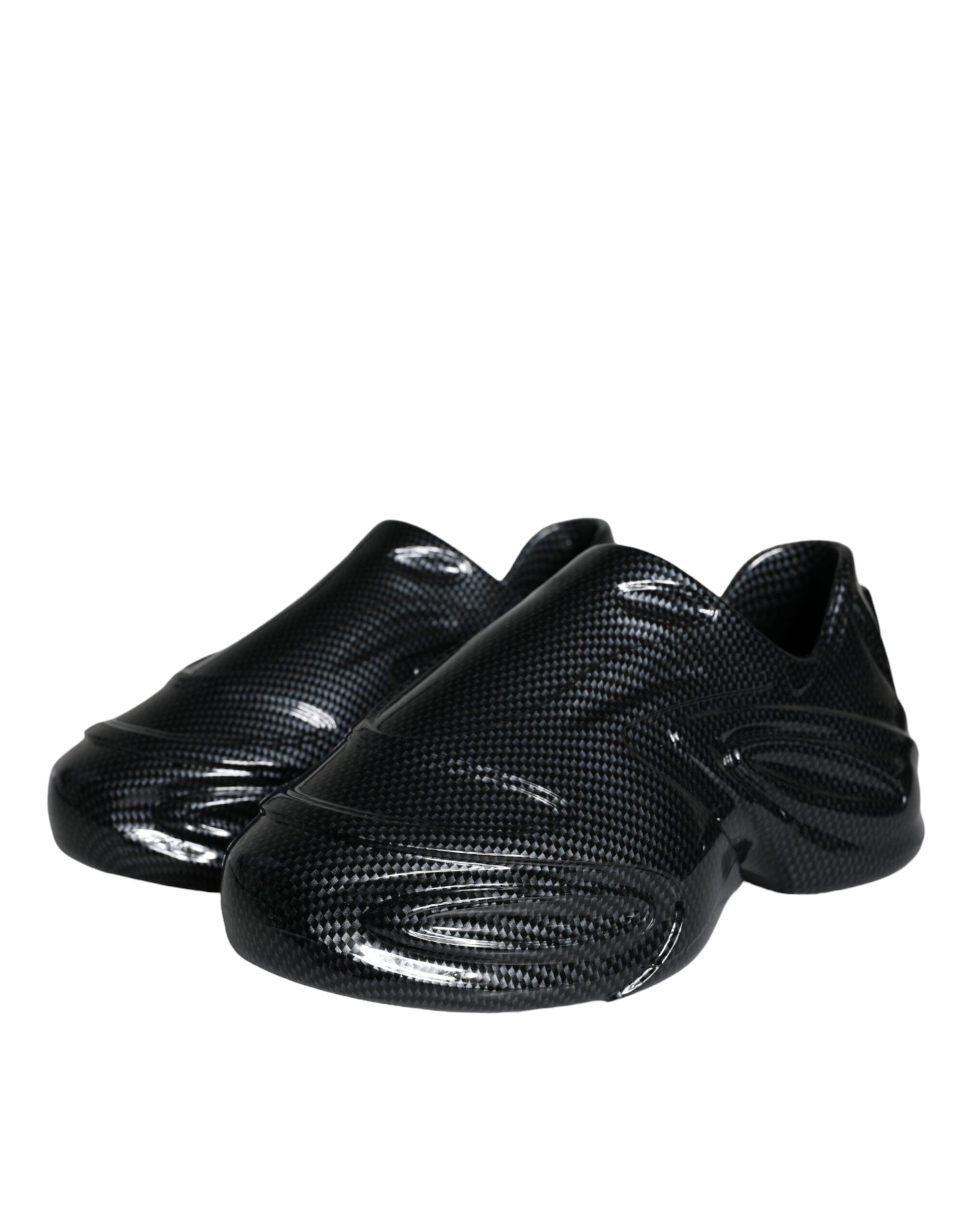 Dolce & Gabbana Black Frustrated Rubber Toy Low Top Men's Sneakers Shoes-3