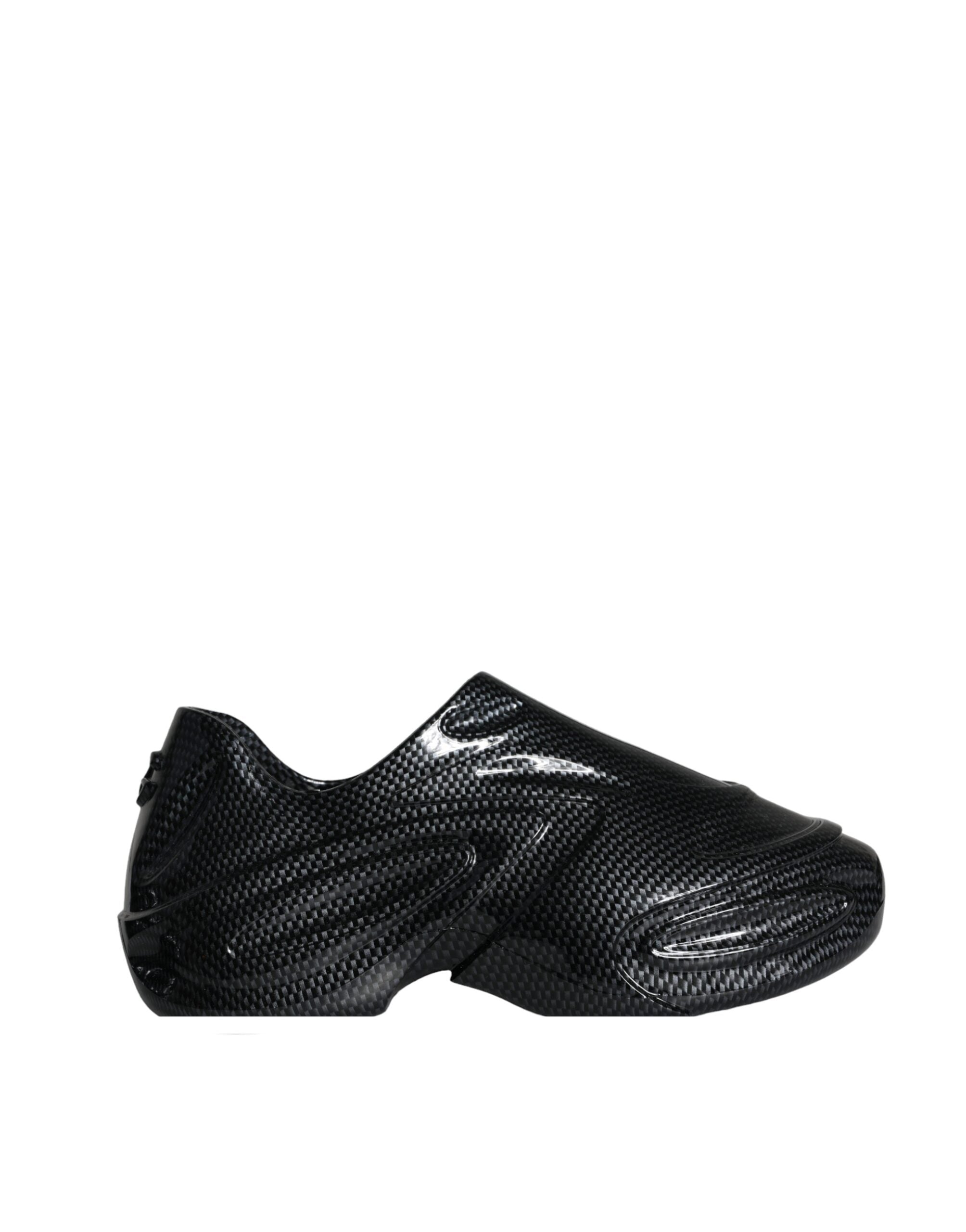 Dolce & Gabbana Black Frustrated Rubber Toy Low Top Men's Sneakers Shoes