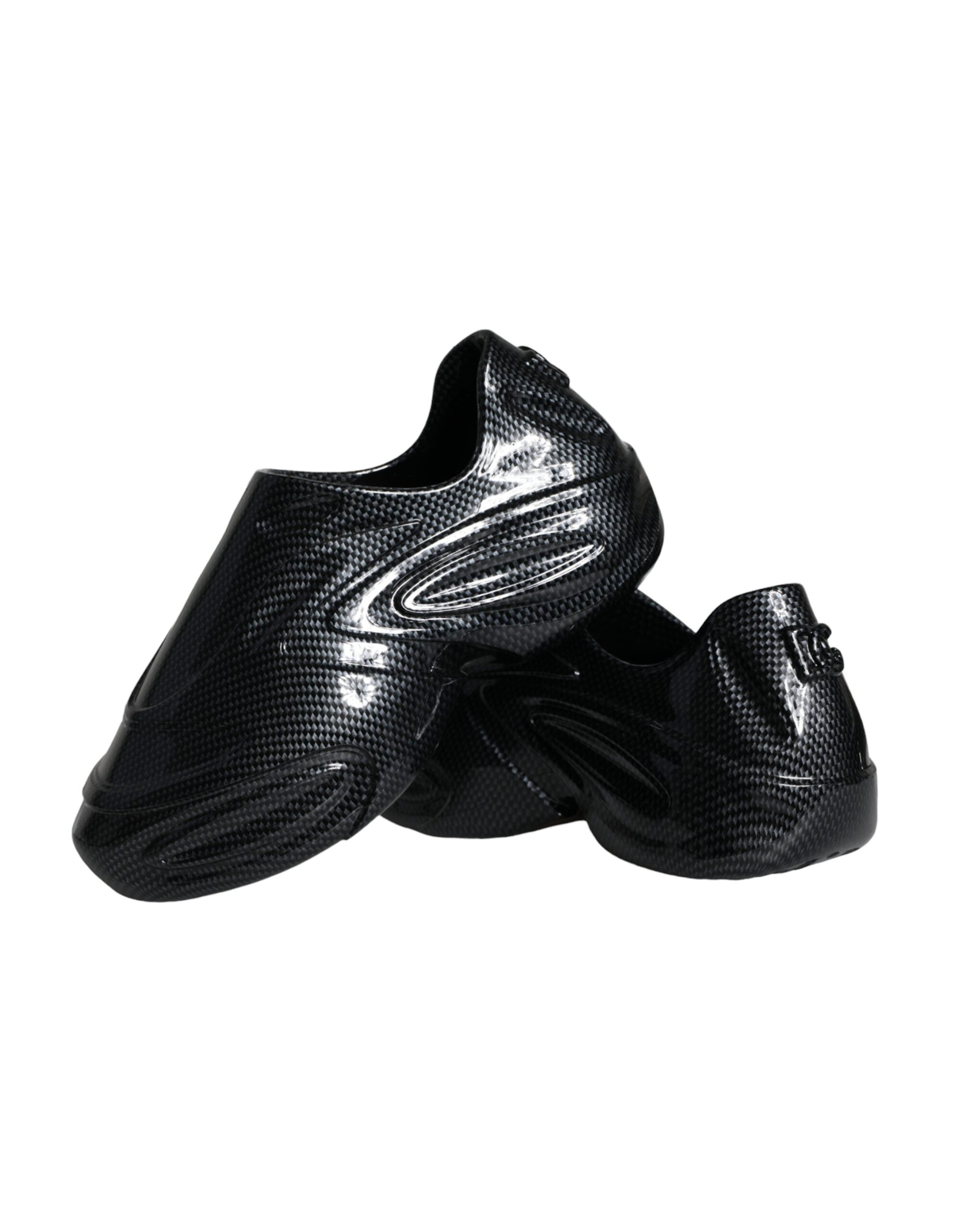 Dolce & Gabbana Black Frustrated Rubber Toy Low Top Men's Sneakers Shoes-7