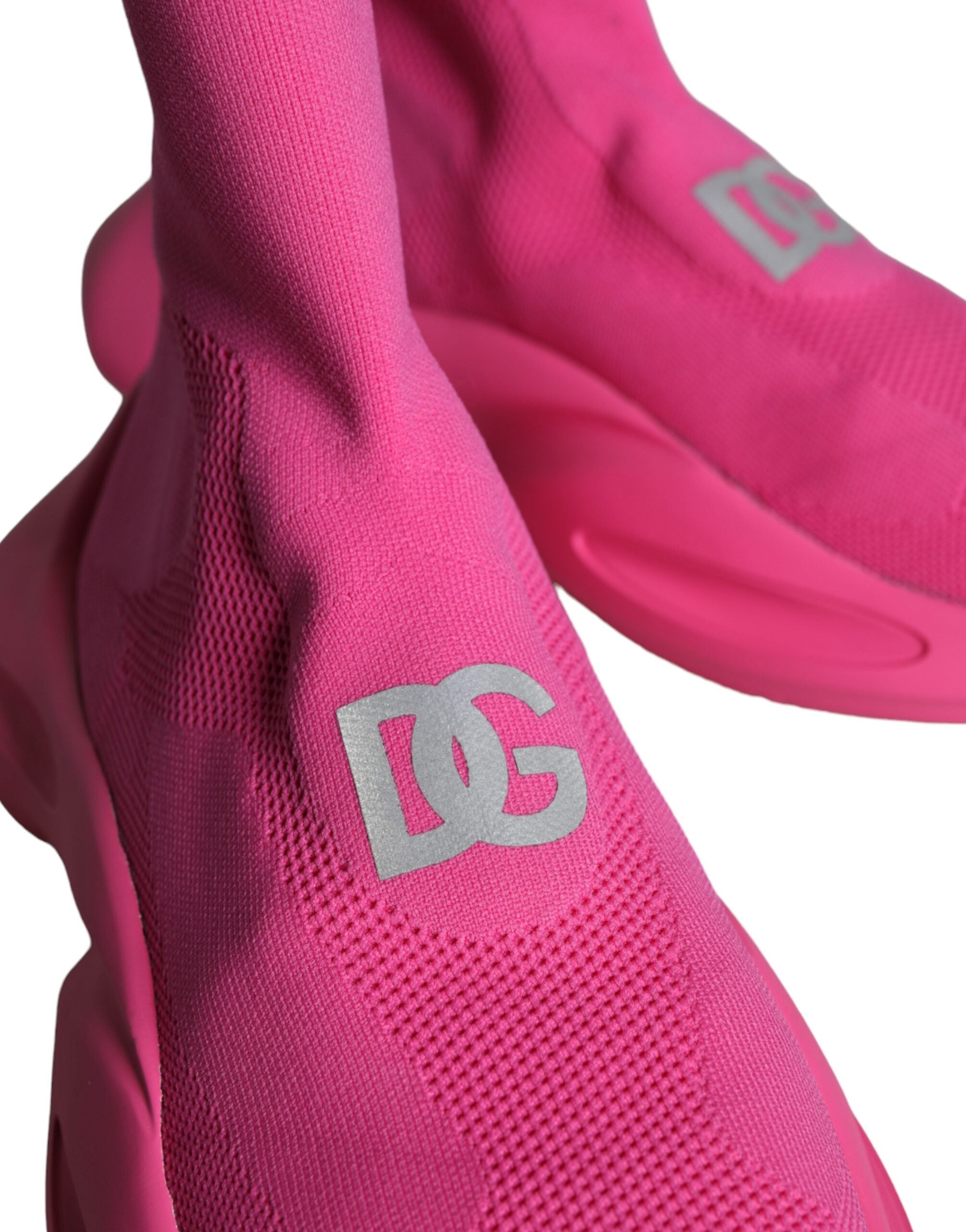 Dolce & Gabbana Pink Logo Print Slip On Socks Sneakers Shoes-7